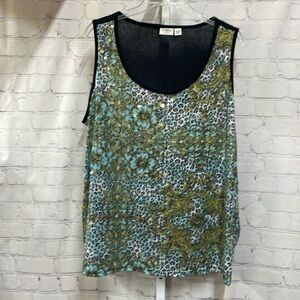 Cato sequin animal and scroll print 22/24W tank top